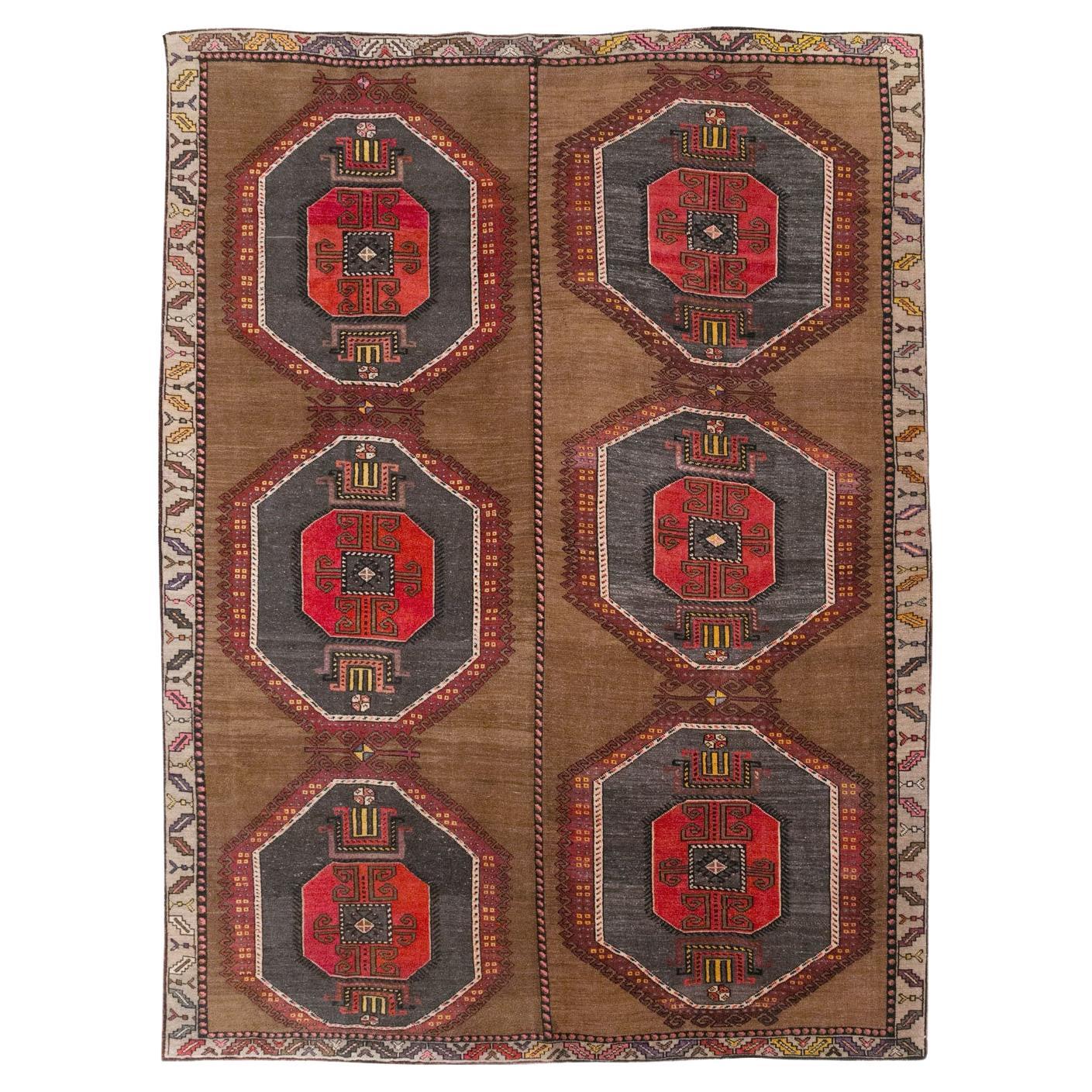 Tapis tribal turc anatolien du milieu du 20e siècle