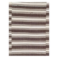 Mid-20th Century Turkish Flat-Weave Kilim Accent Rug in Brown, Cream, & Black