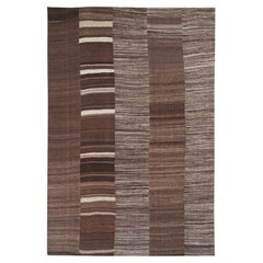 Tapis Kilim turc à tissage plat de grande taille du milieu du 20e siècle