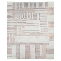 Tapis Kilim turc à tissage plat de grande taille du milieu du 20e siècle