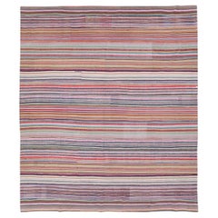 Tapis Kilim turc à tissage plat de grande taille du milieu du 20e siècle