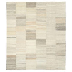 Tapis Kilim turc à tissage plat de grande taille du milieu du 20e siècle