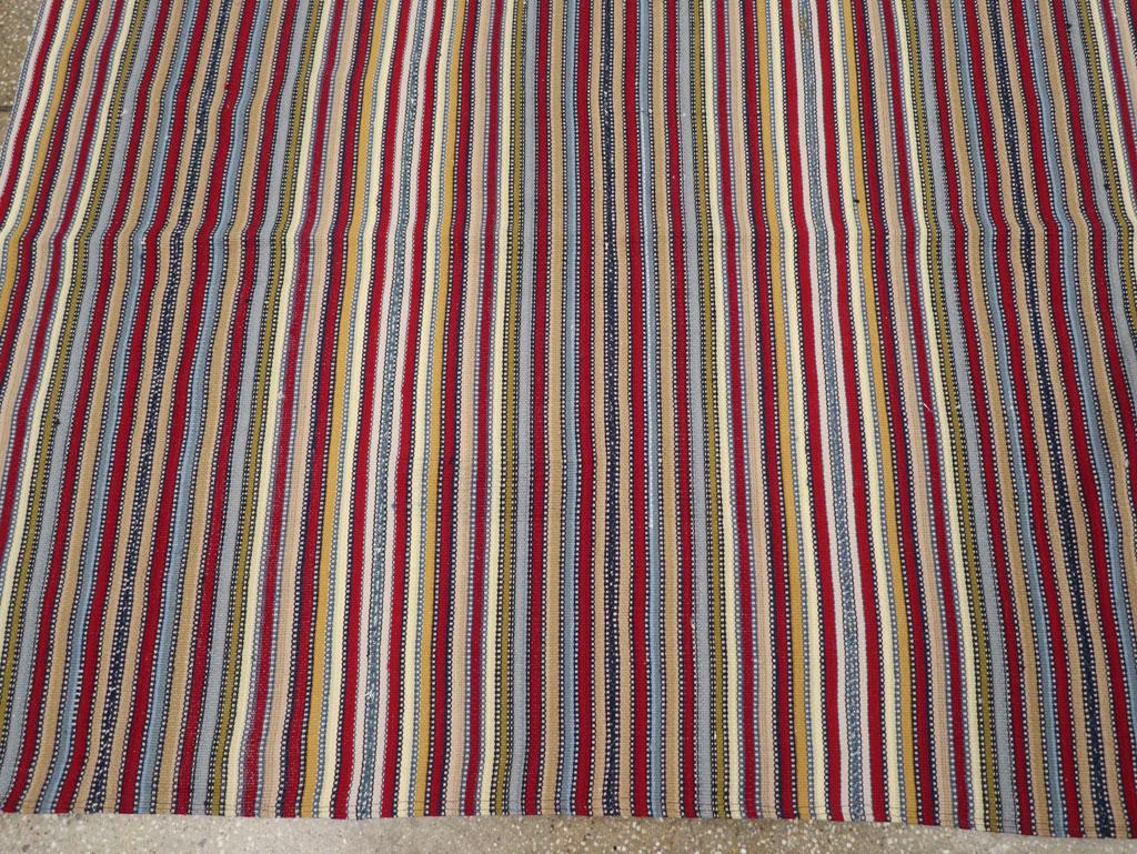 Wool Mid-20th Century Turkish Flatweave Kilim Room Size Carpet For Sale