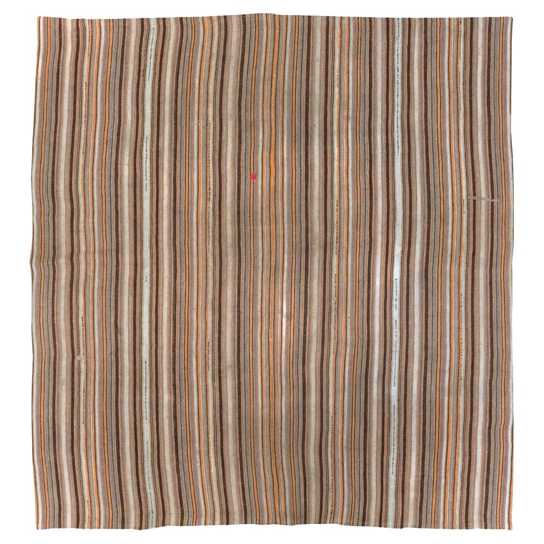 Mid-20th Century Turkish Flatweave Kilim Square Room Size Carpet