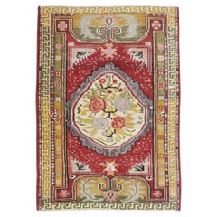 Mid-20th Century Turkish Ghiordes Throw Rug