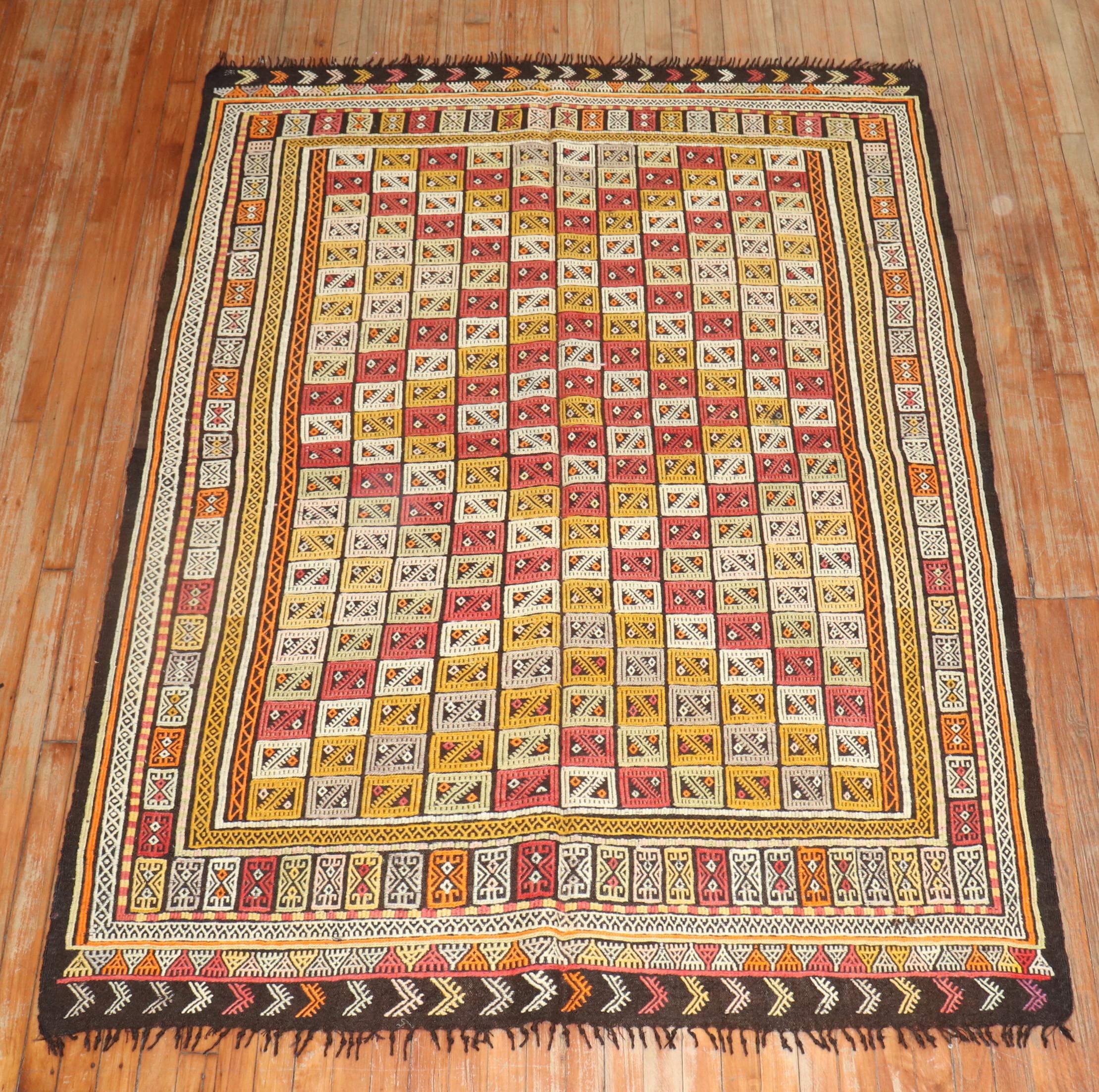 Zabihi Collection Mid-20th Century Turkish Jajim Flatweave In Good Condition For Sale In New York, NY