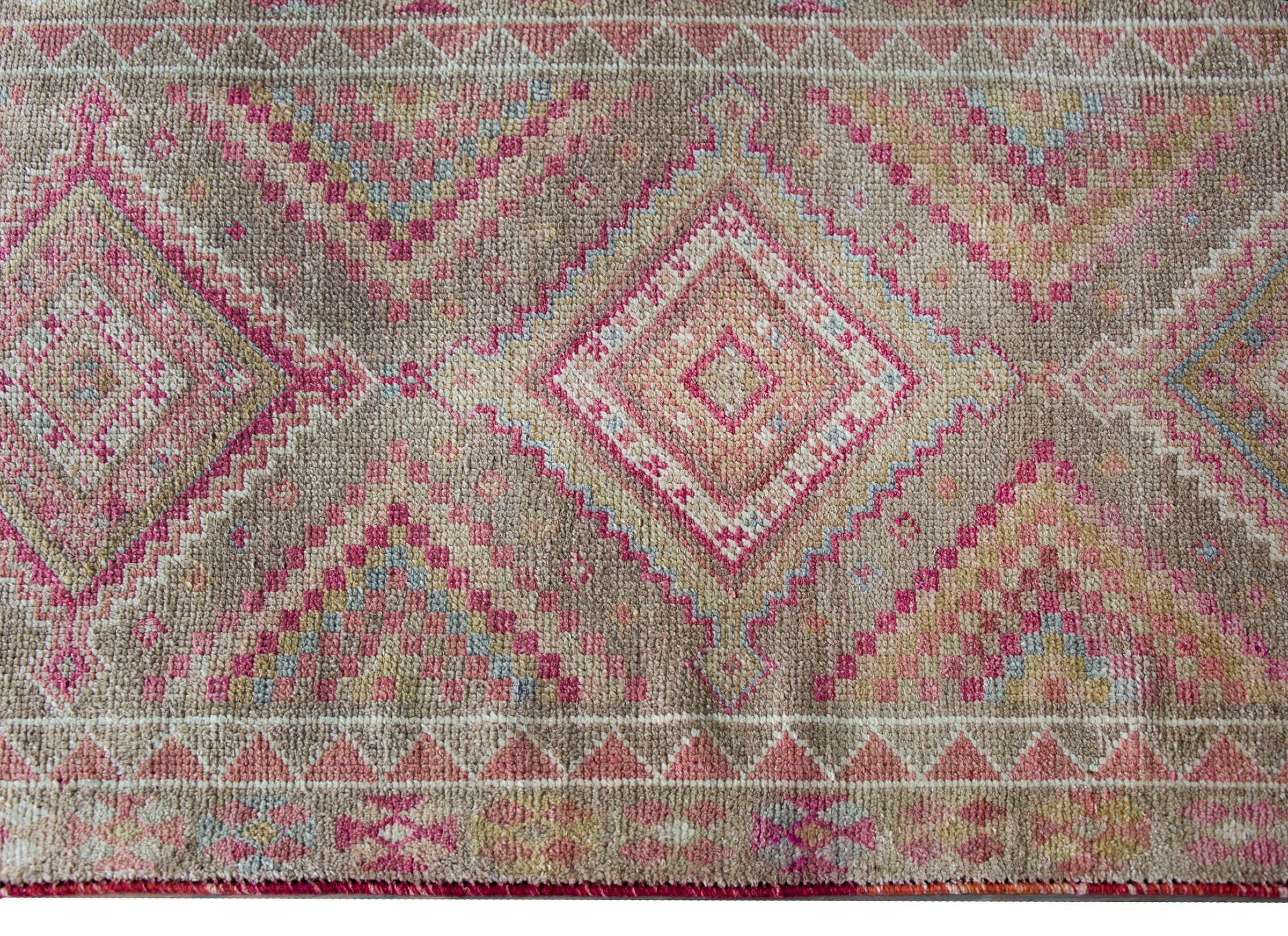 Hand-Knotted Mid-20th Century Turkish Konya Runner For Sale