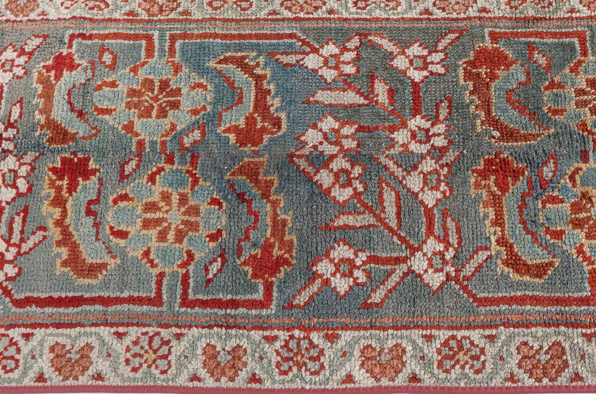Doris Leslie Blauer türkischer Oushak Fragment-Läufer aus der Mitte des 20. Jahrhunderts im Zustand „Gut“ im Angebot in New York, NY