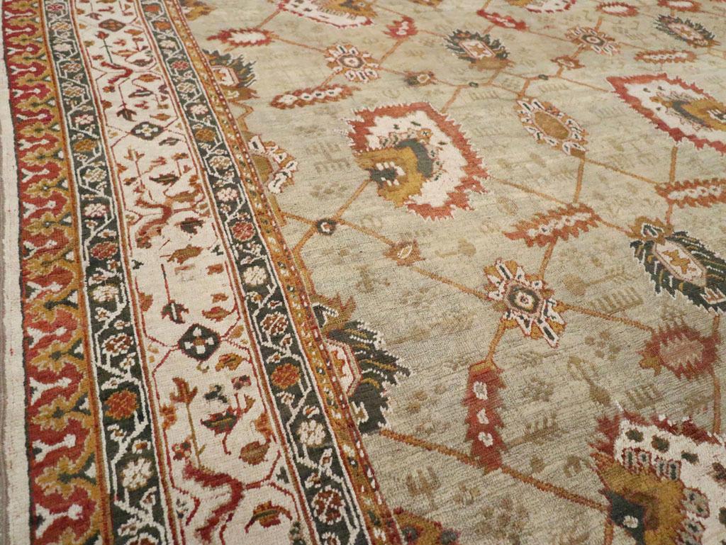 Hand-Knotted Mid-20th Century Turkish Oushak Large Carpet For Sale