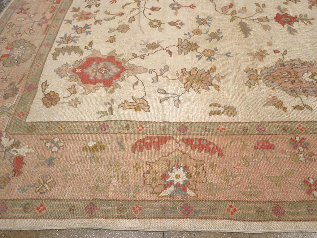 Wool Mid-20th Century Turkish Oushak Large Carpet For Sale