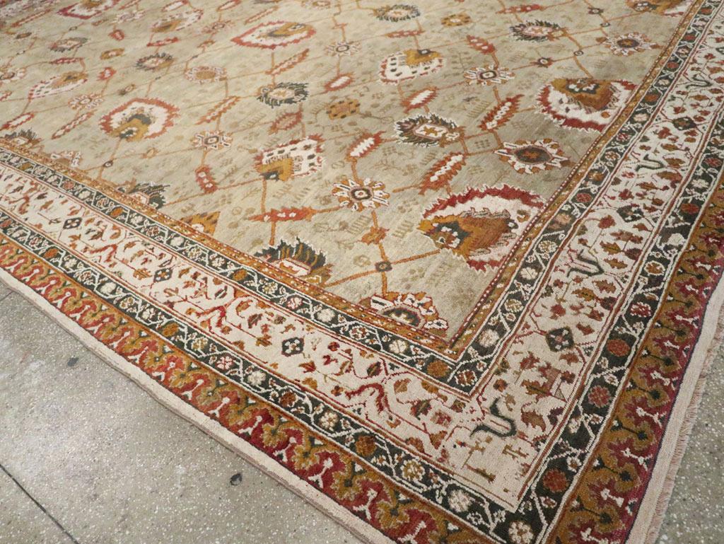 Wool Mid-20th Century Turkish Oushak Large Carpet For Sale