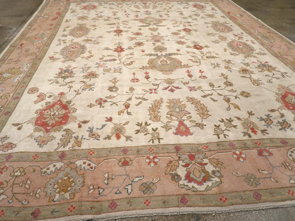 Mid-20th Century Turkish Oushak Large Carpet For Sale 1