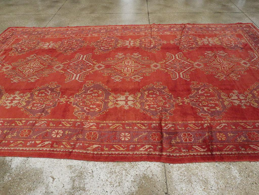 Mid-20th Century Turkish Oushak Room Size Carpet In Excellent Condition For Sale In New York, NY