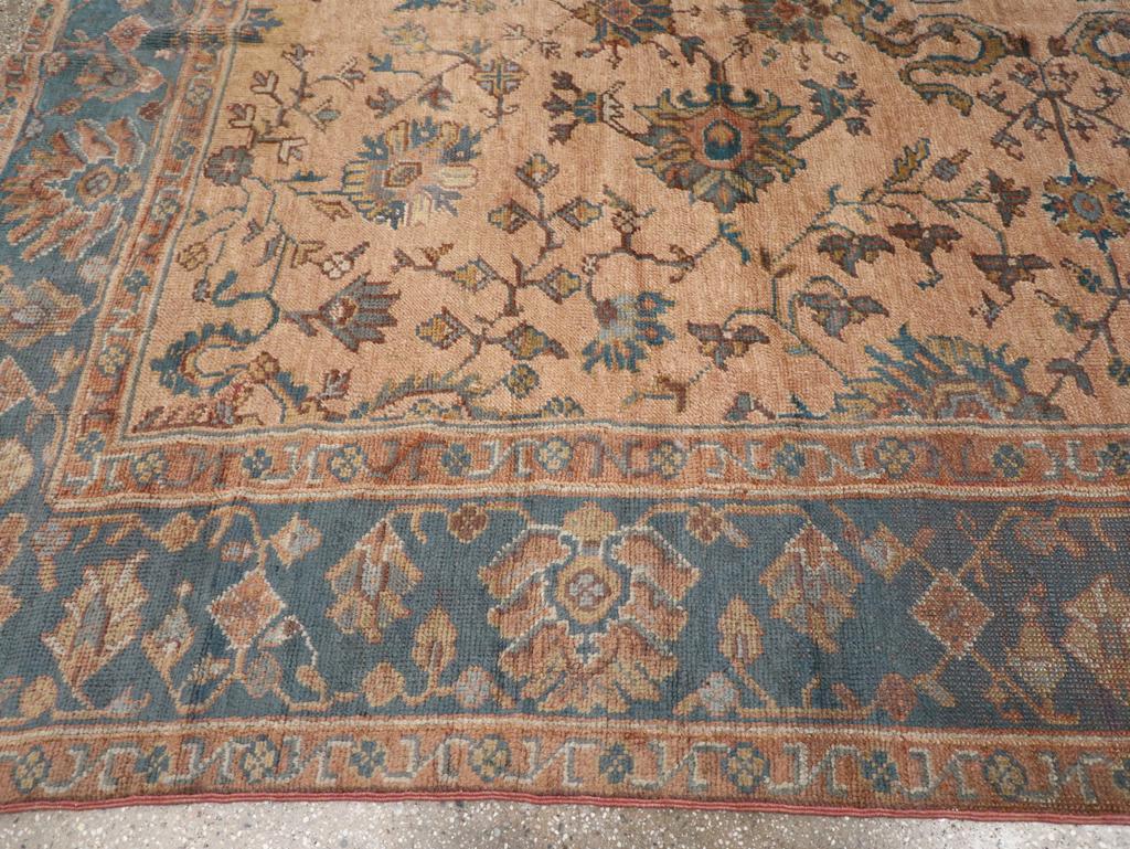 Wool Mid-20th Century Turkish Oushak Room Size Carpet For Sale