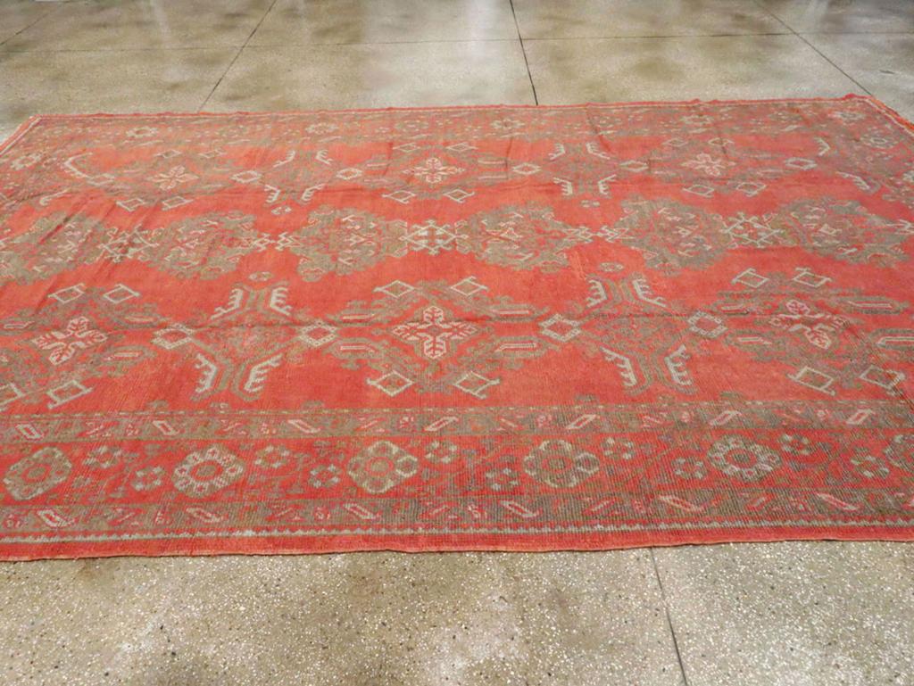 Wool Mid-20th Century Turkish Oushak Room Size Carpet For Sale