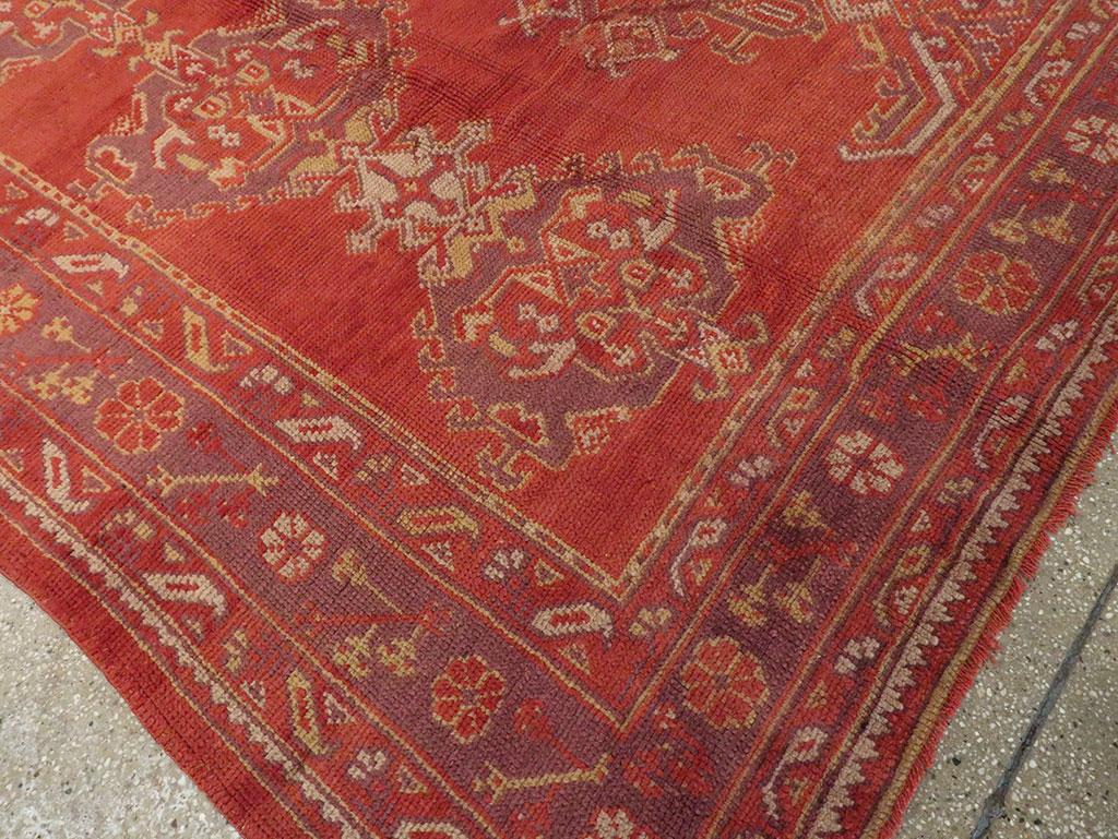 Mid-20th Century Turkish Oushak Room Size Carpet For Sale 1