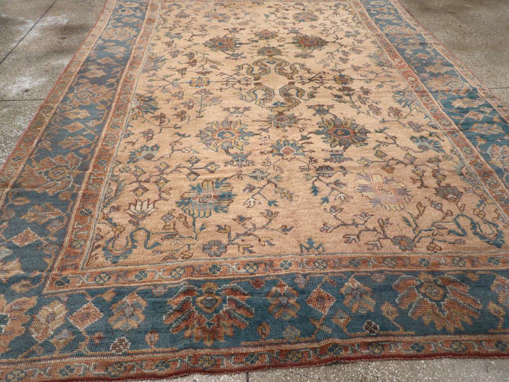 Mid-20th Century Turkish Oushak Room Size Carpet For Sale 1