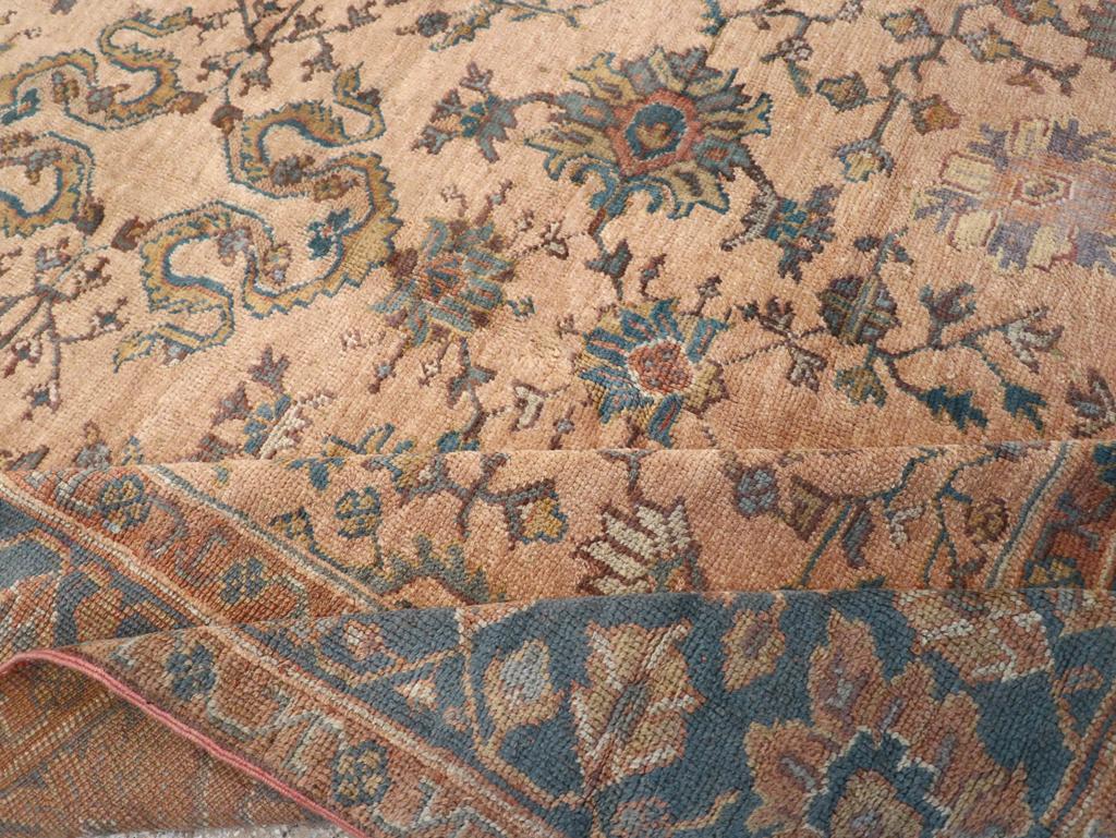 Mid-20th Century Turkish Oushak Room Size Carpet For Sale 2