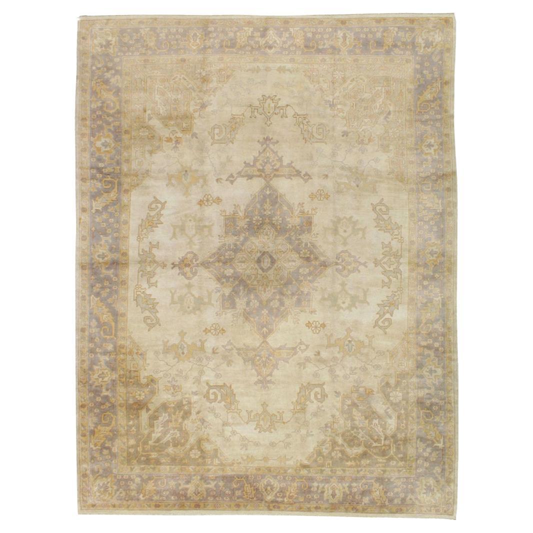 Mid-20th Century Turkish Oushak Room Size Carpet For Sale