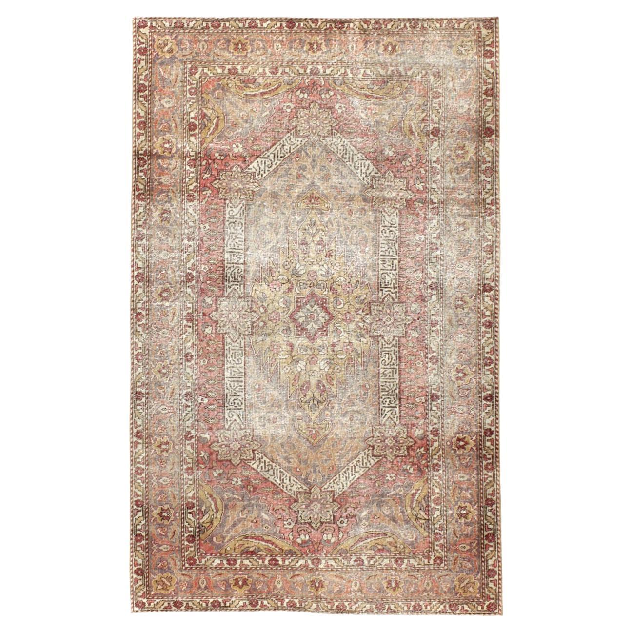Mid-20th Century Turkish Sivas Distressed Rug For Sale