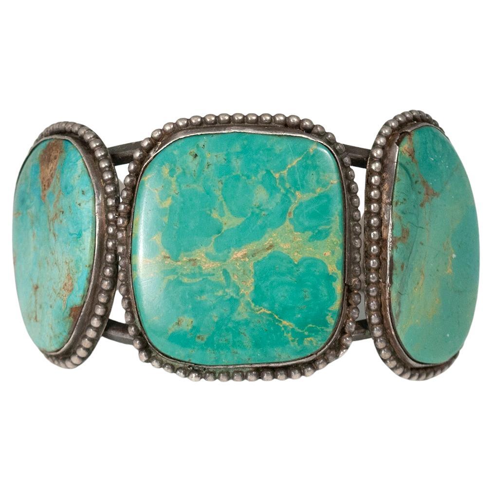 Mid-20th Century Turquoise Cuff Bracelet by a Navajo Jeweler