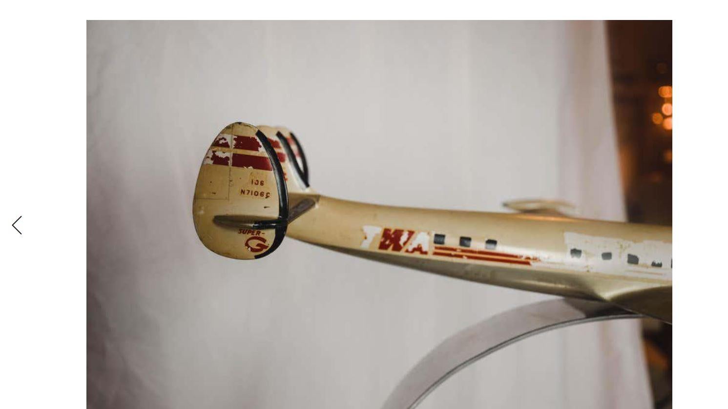 Hand-Crafted Mid-20th Century Twa Trans World Airlines Airplane Model on Chrome Base For Sale
