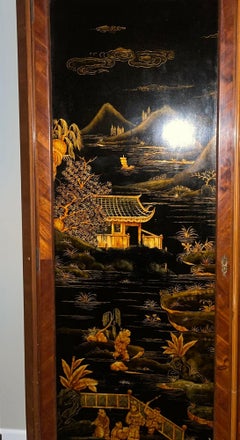 Mid-20th Century Two-Door Chinoiserie Decorated Armoire. France, 1940's.