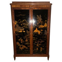 Mid-20th Century Two-Door Chinoiserie Decorated Armoire. France, 1940's.