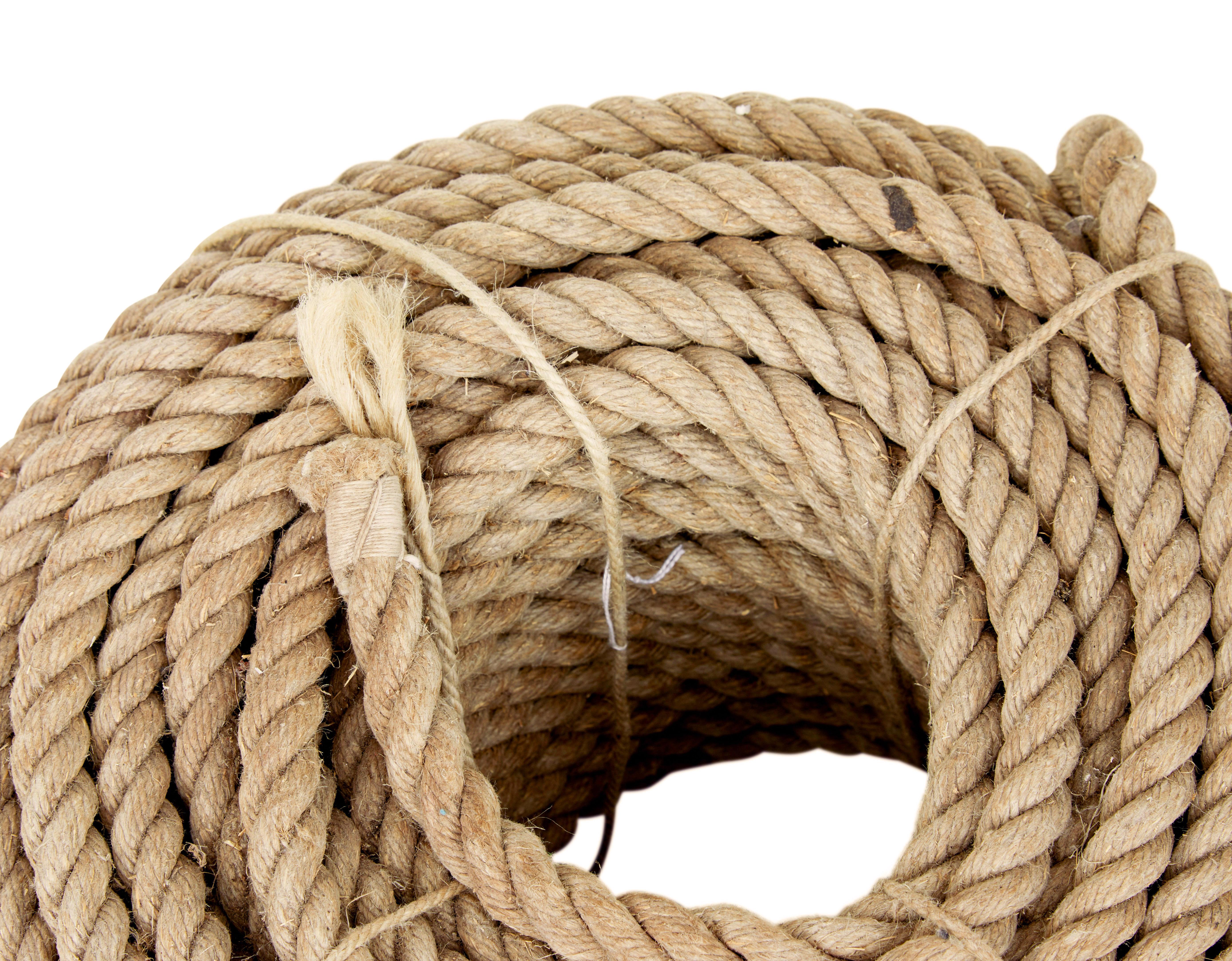 Hand-Crafted Mid 20th century unused coil of rope For Sale