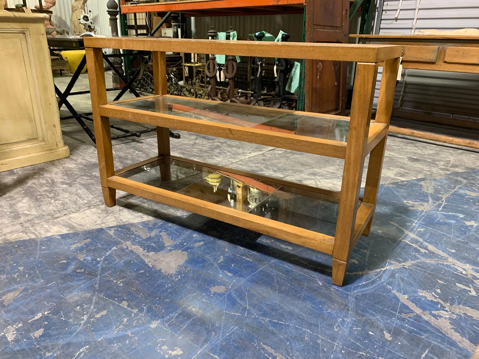wood and glass etagere