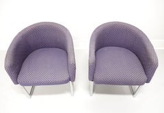 Mid 20th Century Upholstered Chrome Cantilever Chairs - Pair