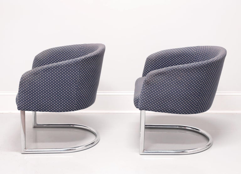 Fabric Mid 20th Century Upholstered Chrome Cantilever Chairs - Pair For Sale