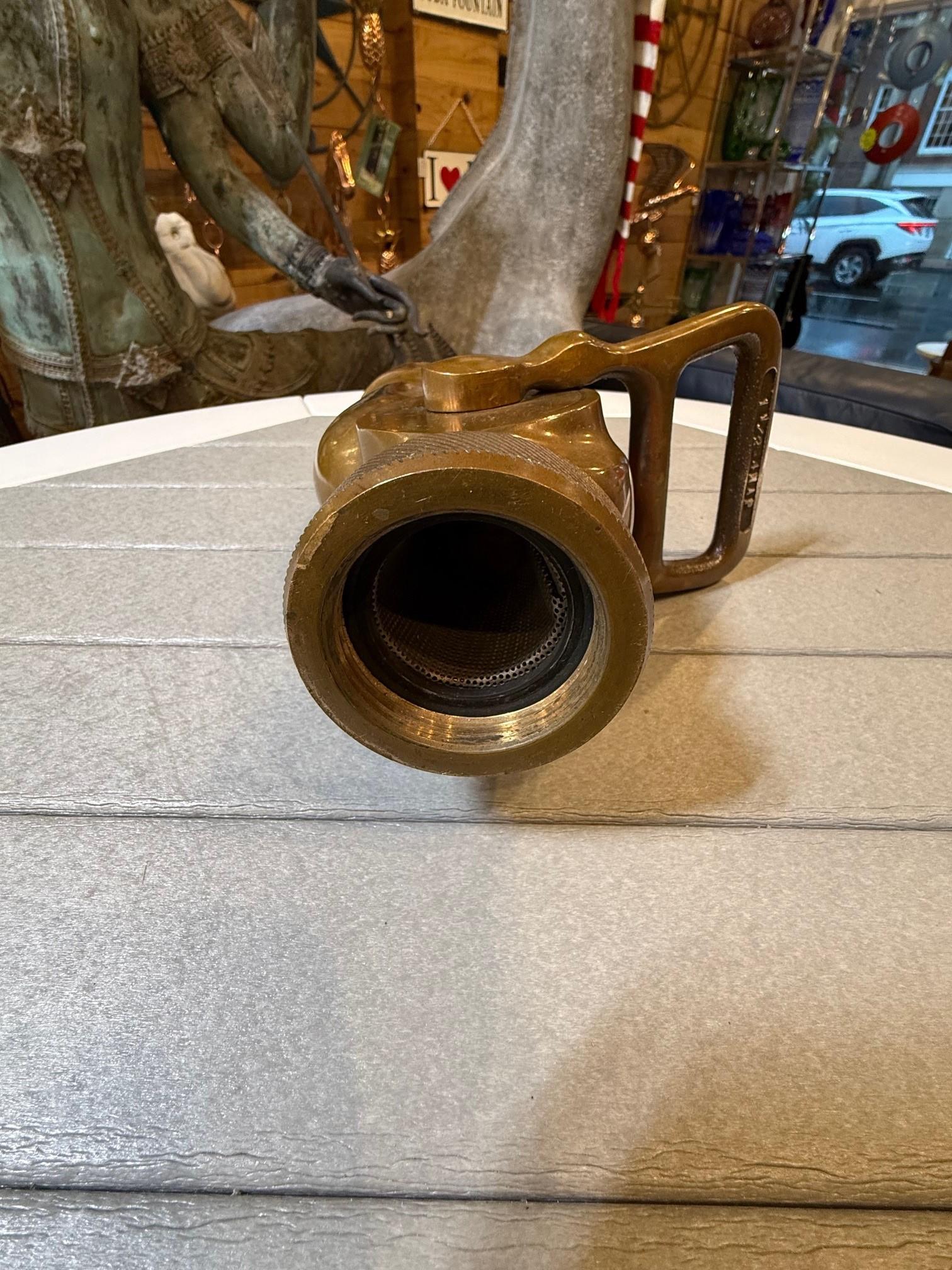 Mid-20th Century US. Brass Ship or Truck Fire Fog Nozzle Akron Brass Inc. For Sale 11