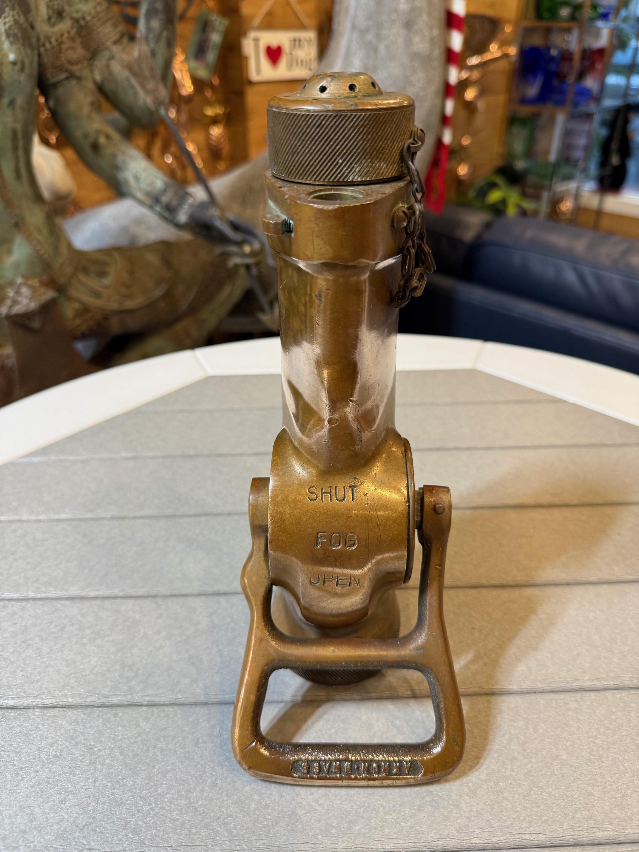 Mid-20th Century US. Brass Ship or Truck Fire Fog Nozzle Akron Brass Inc. In Good Condition For Sale In Stamford, CT