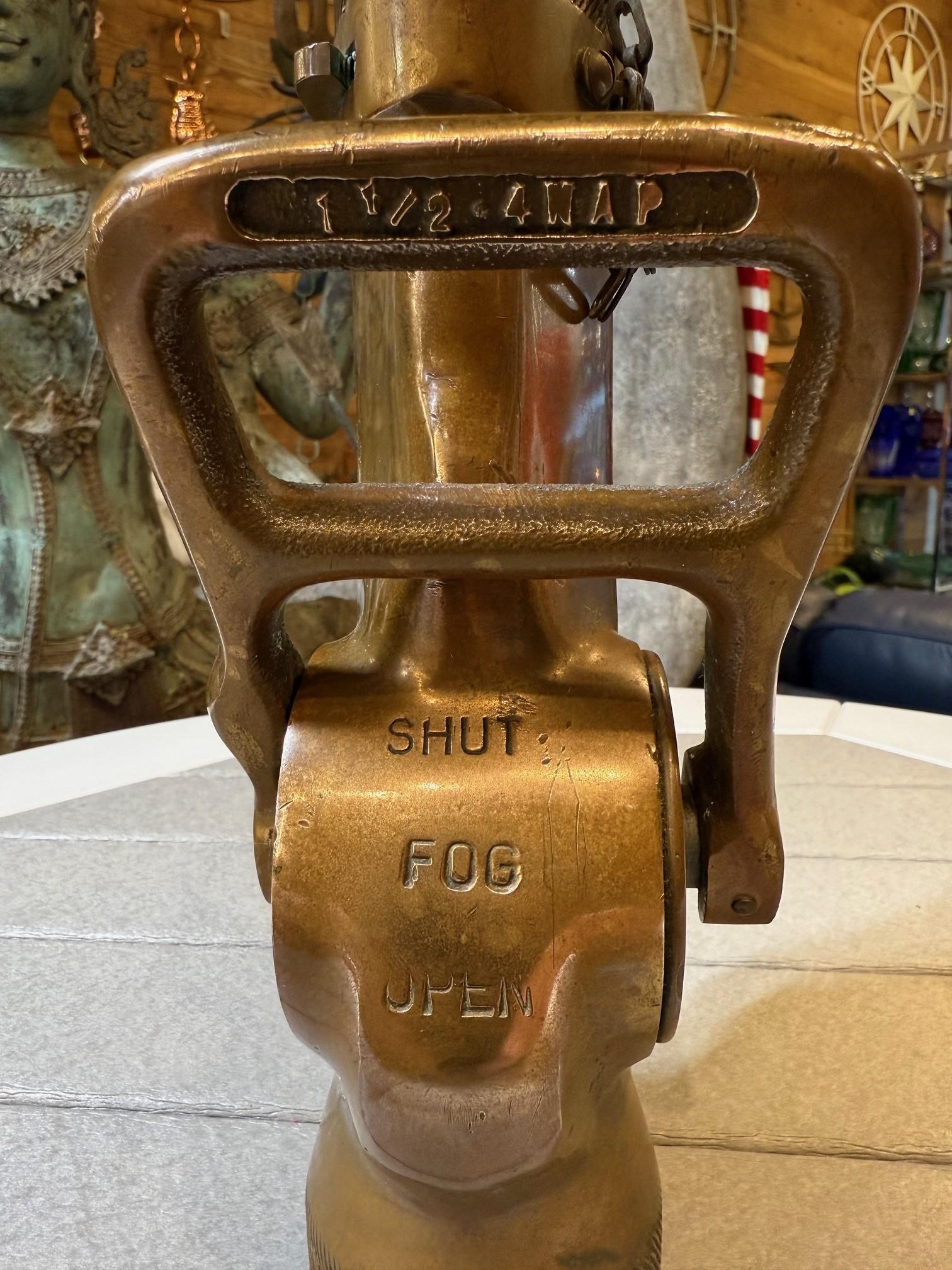 Mid-20th Century US. Brass Ship or Truck Fire Fog Nozzle Akron Brass Inc. For Sale 3