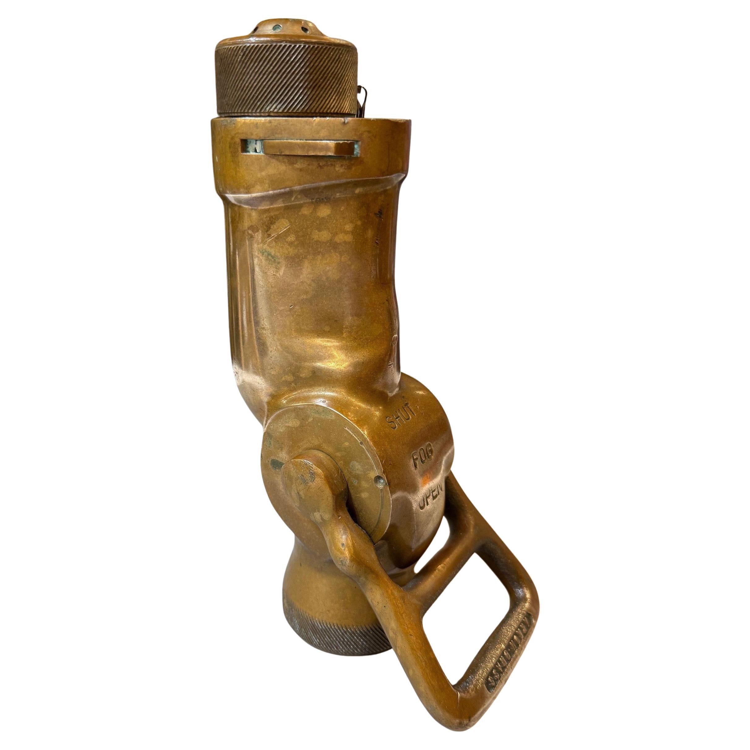 Mid-20th Century US. Brass Ship or Truck Fire Fog Nozzle Akron Brass Inc.