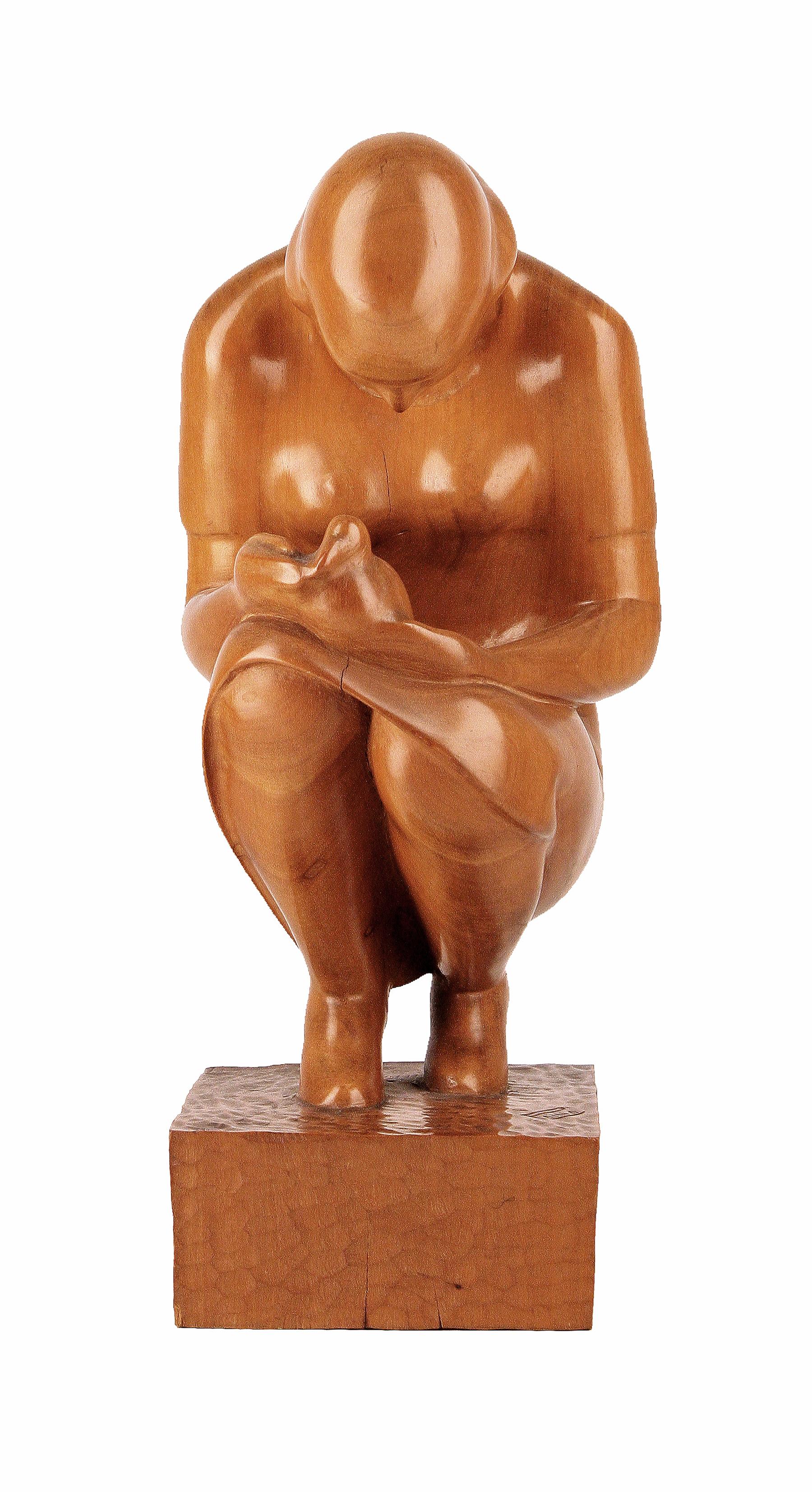 Mid-20th century varnished wood sculpture of crouched lady by spanish author Godofredo Paino

By: Godofredo Paino
Material: wood
Technique: varnished, carved, hand-carved, hand-crafted
Dimensions: 6 in x 5.5 in x 13 in
Date: mid-20th century
Style: