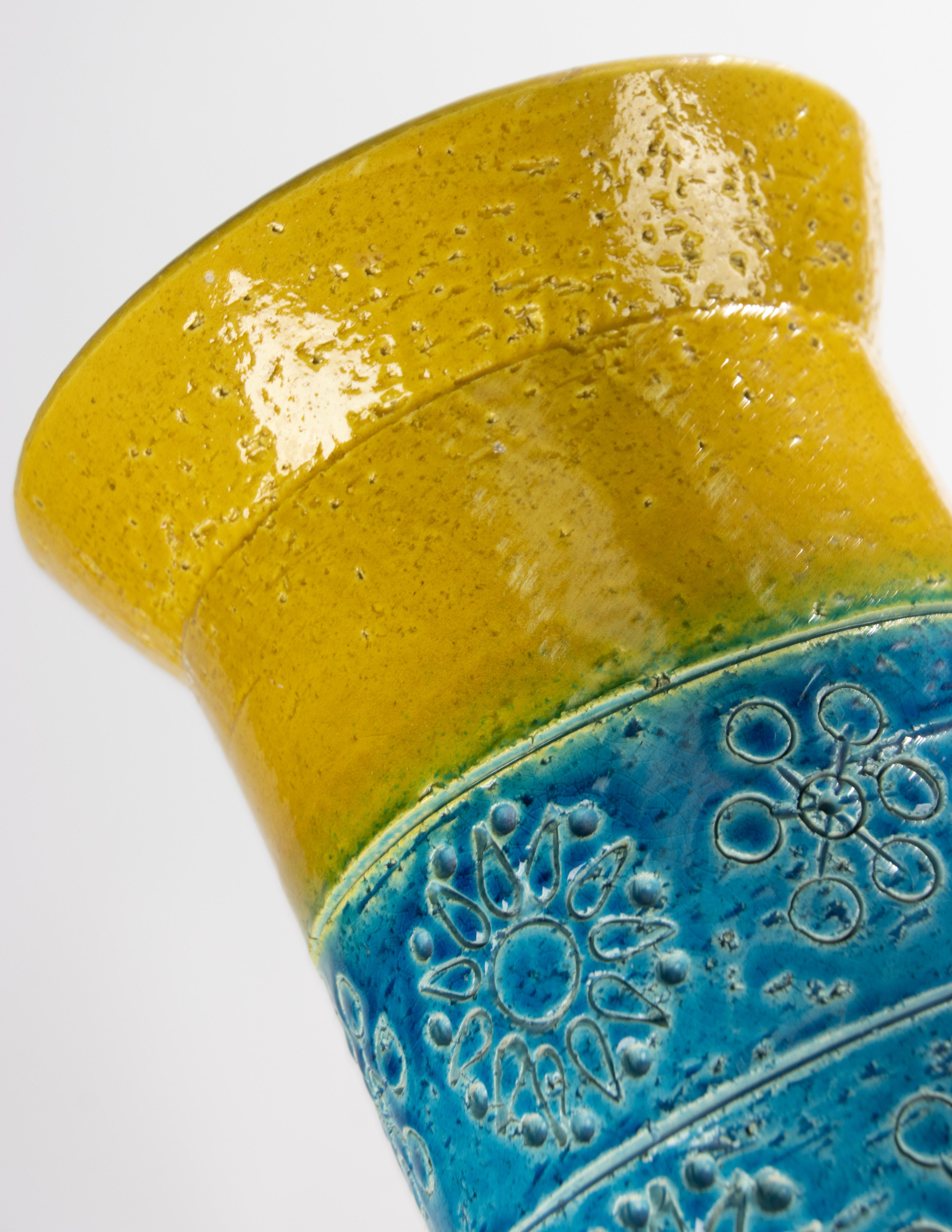 Milieu du XXe siècle - Vase - Bitossi - Céramique - Bleu et jaune de Rimini en vente 4
