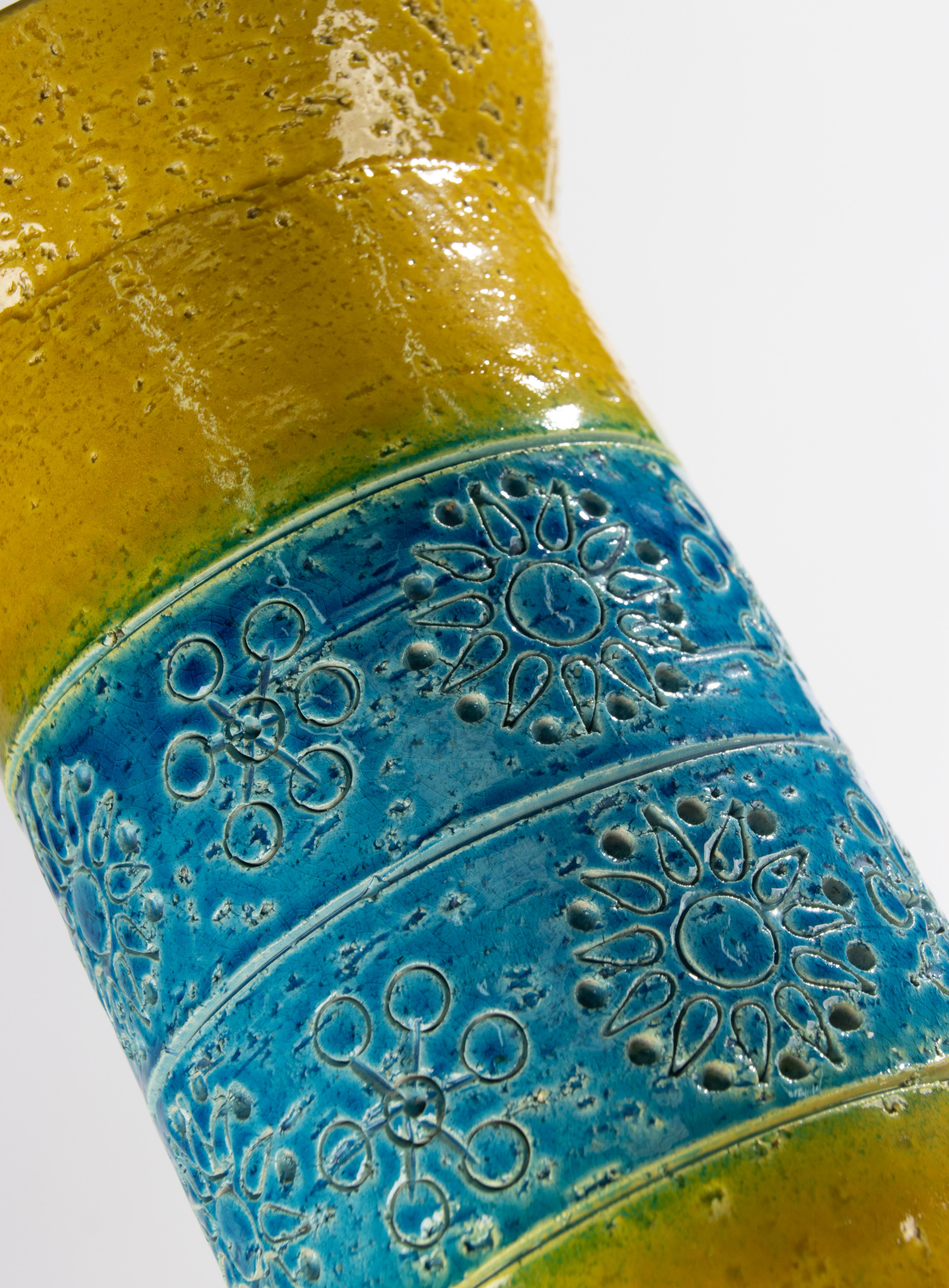 Milieu du XXe siècle - Vase - Bitossi - Céramique - Bleu et jaune de Rimini en vente 6