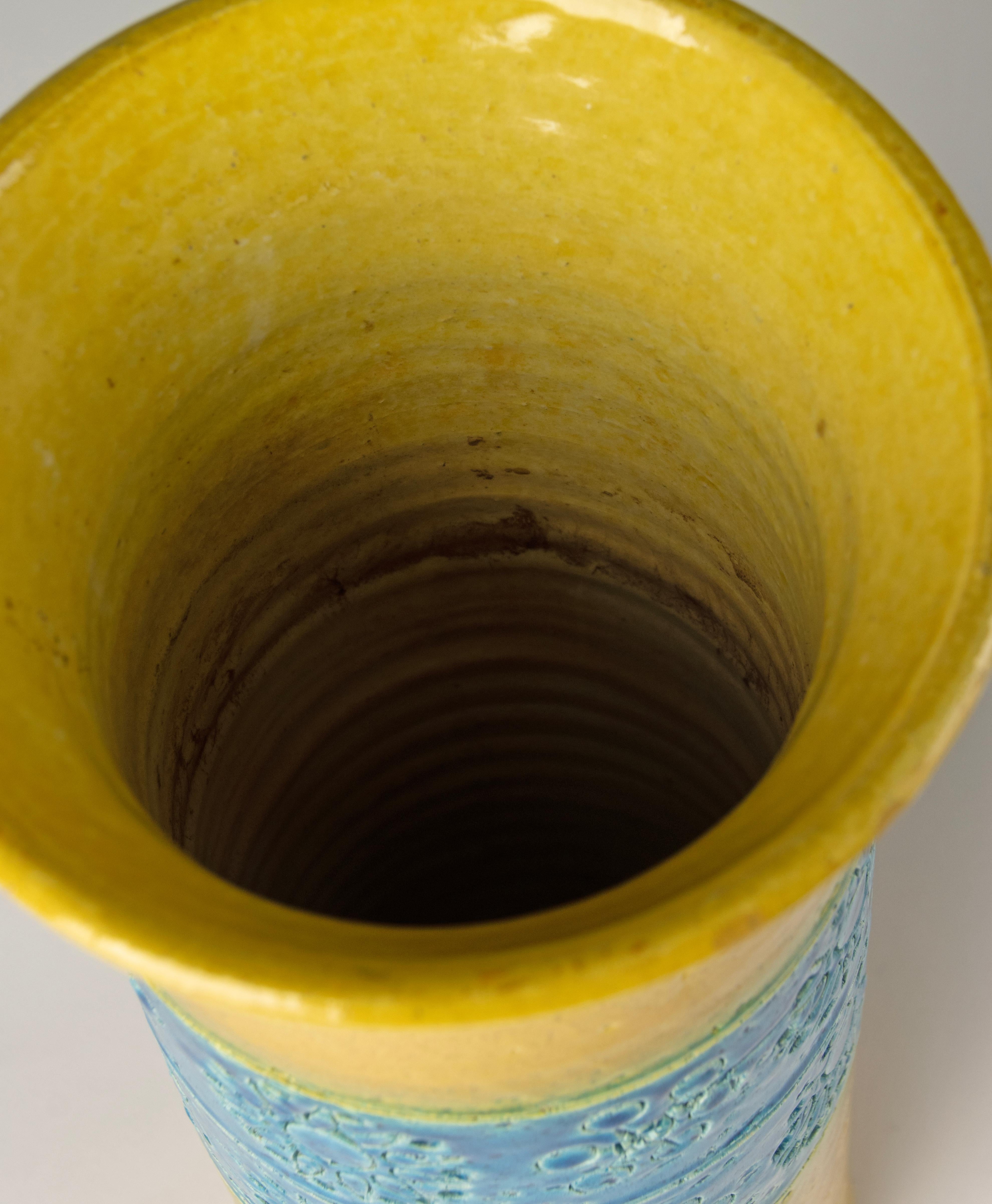 Milieu du XXe siècle - Vase - Bitossi - Céramique - Bleu et jaune de Rimini en vente 7