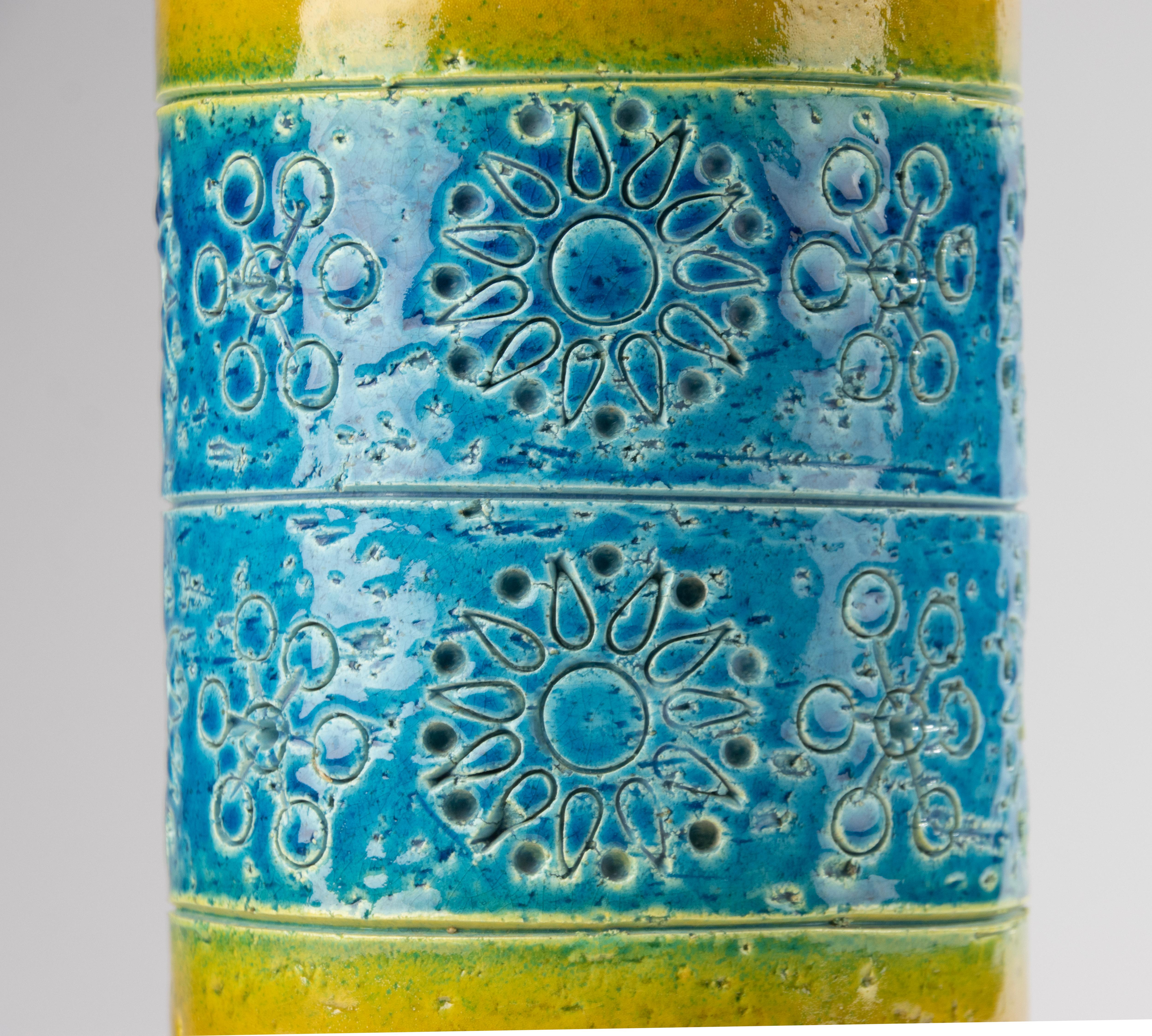 Milieu du XXe siècle - Vase - Bitossi - Céramique - Bleu et jaune de Rimini Bon état - En vente à Casteren, Noord-Brabant