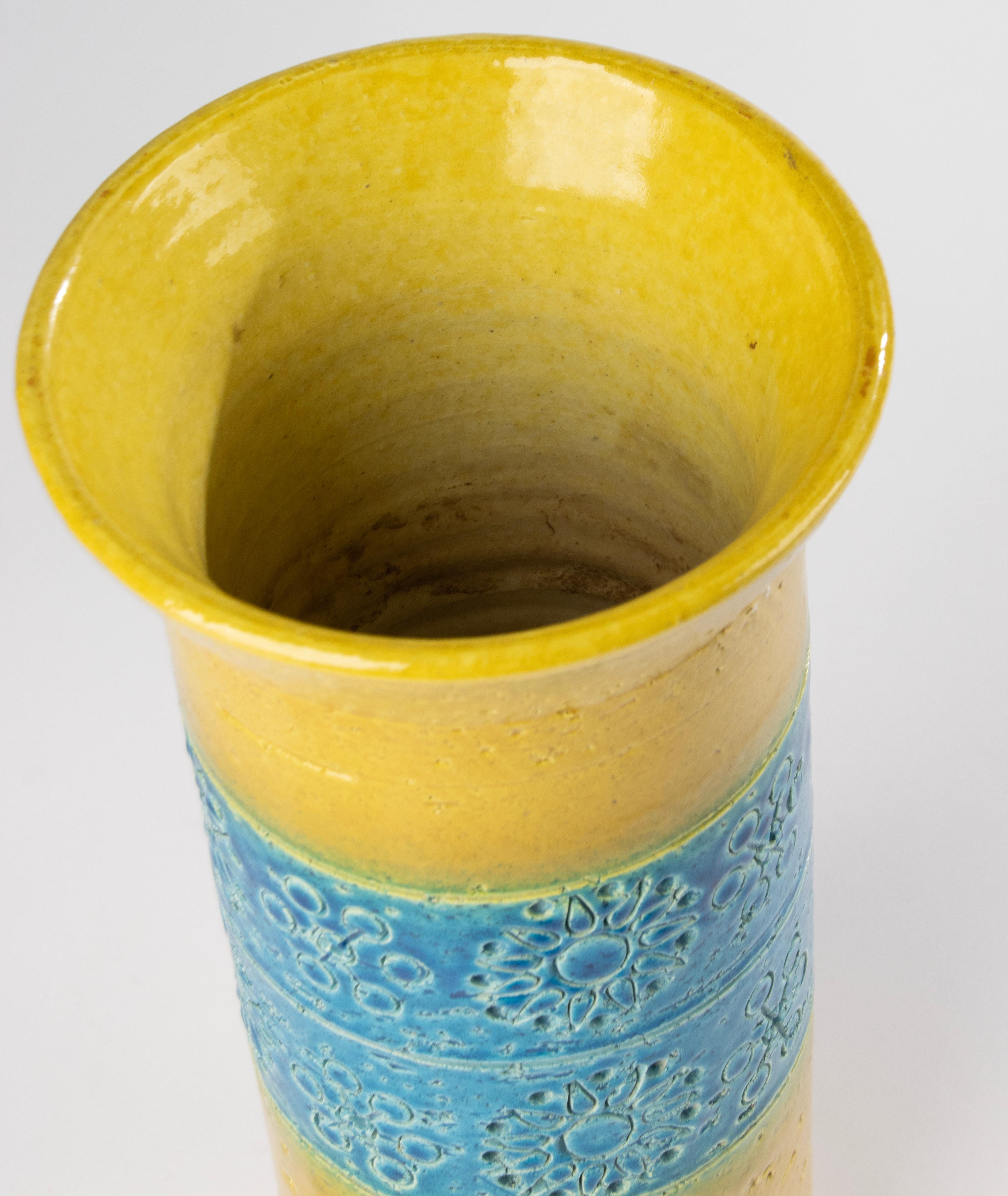 Milieu du XXe siècle - Vase - Bitossi - Céramique - Bleu et jaune de Rimini en vente 1