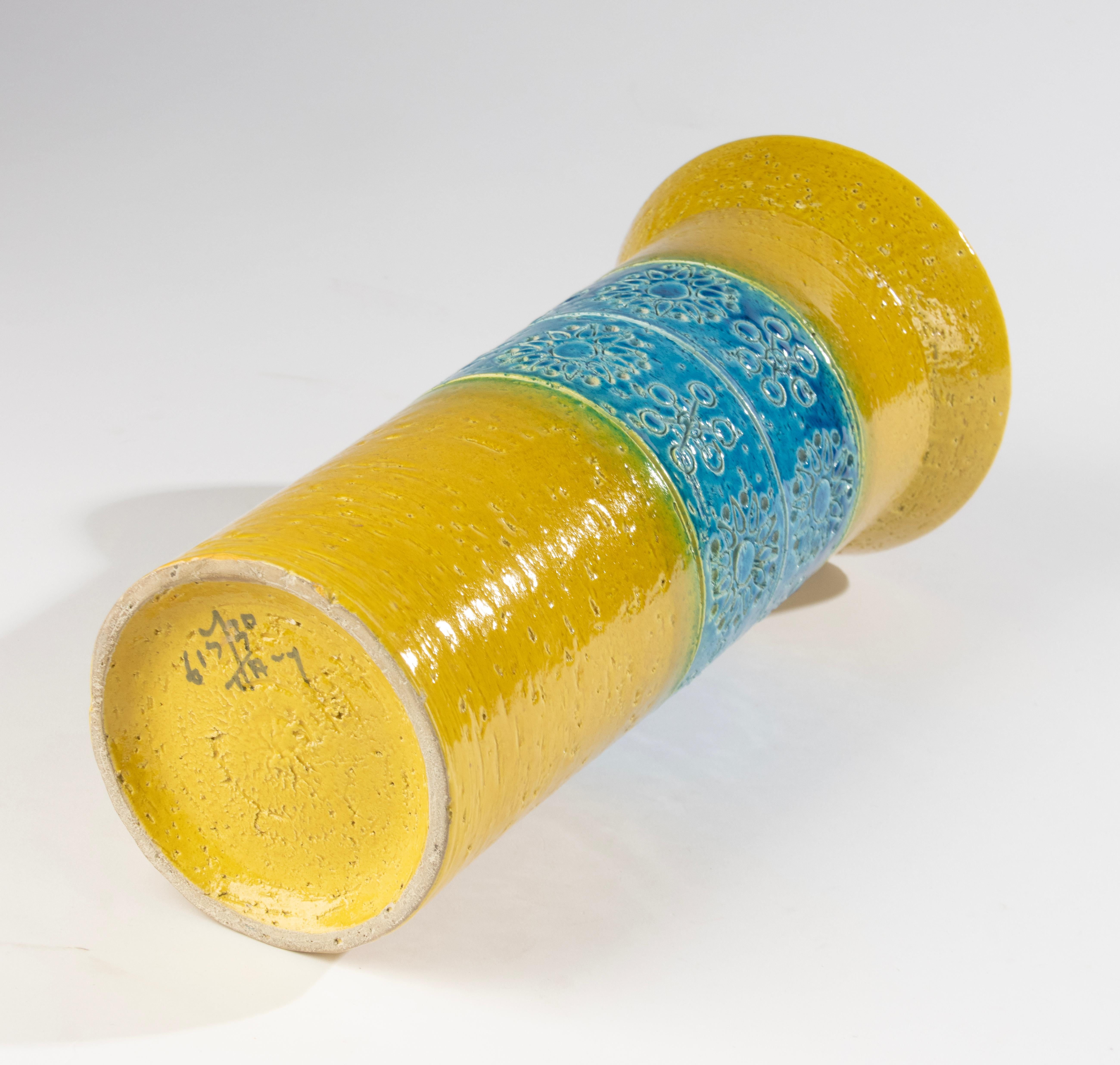 Milieu du XXe siècle - Vase - Bitossi - Céramique - Bleu et jaune de Rimini en vente 3