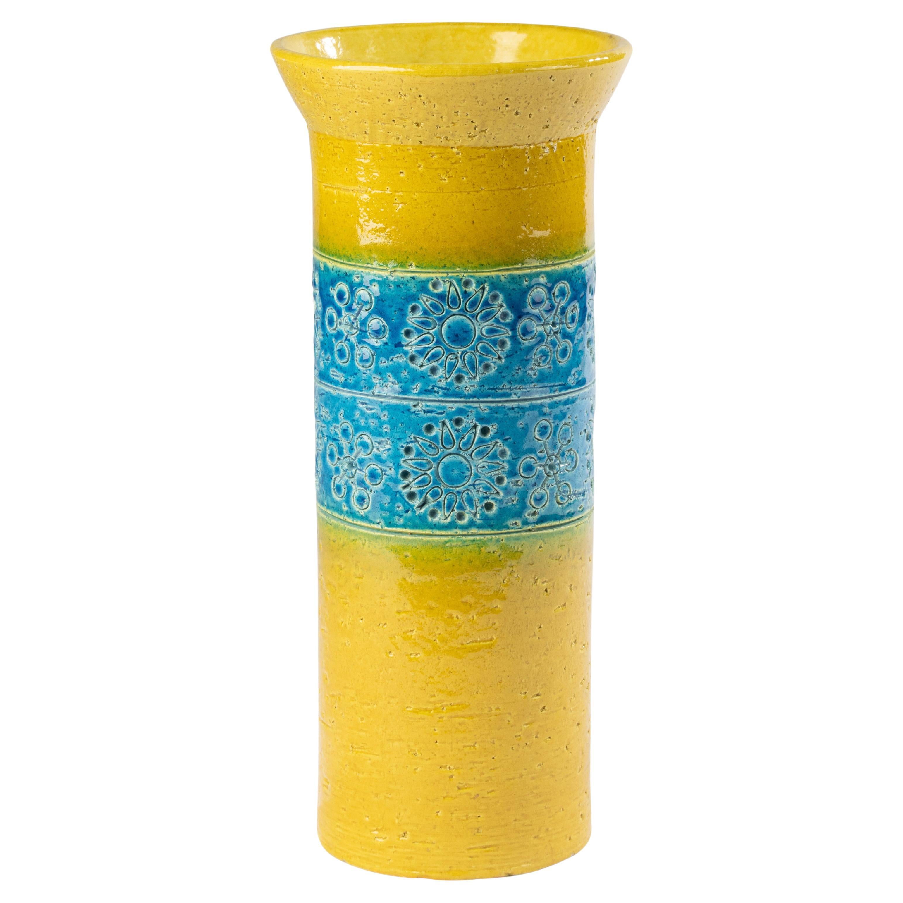 Milieu du XXe siècle - Vase - Bitossi - Céramique - Bleu et jaune de Rimini en vente