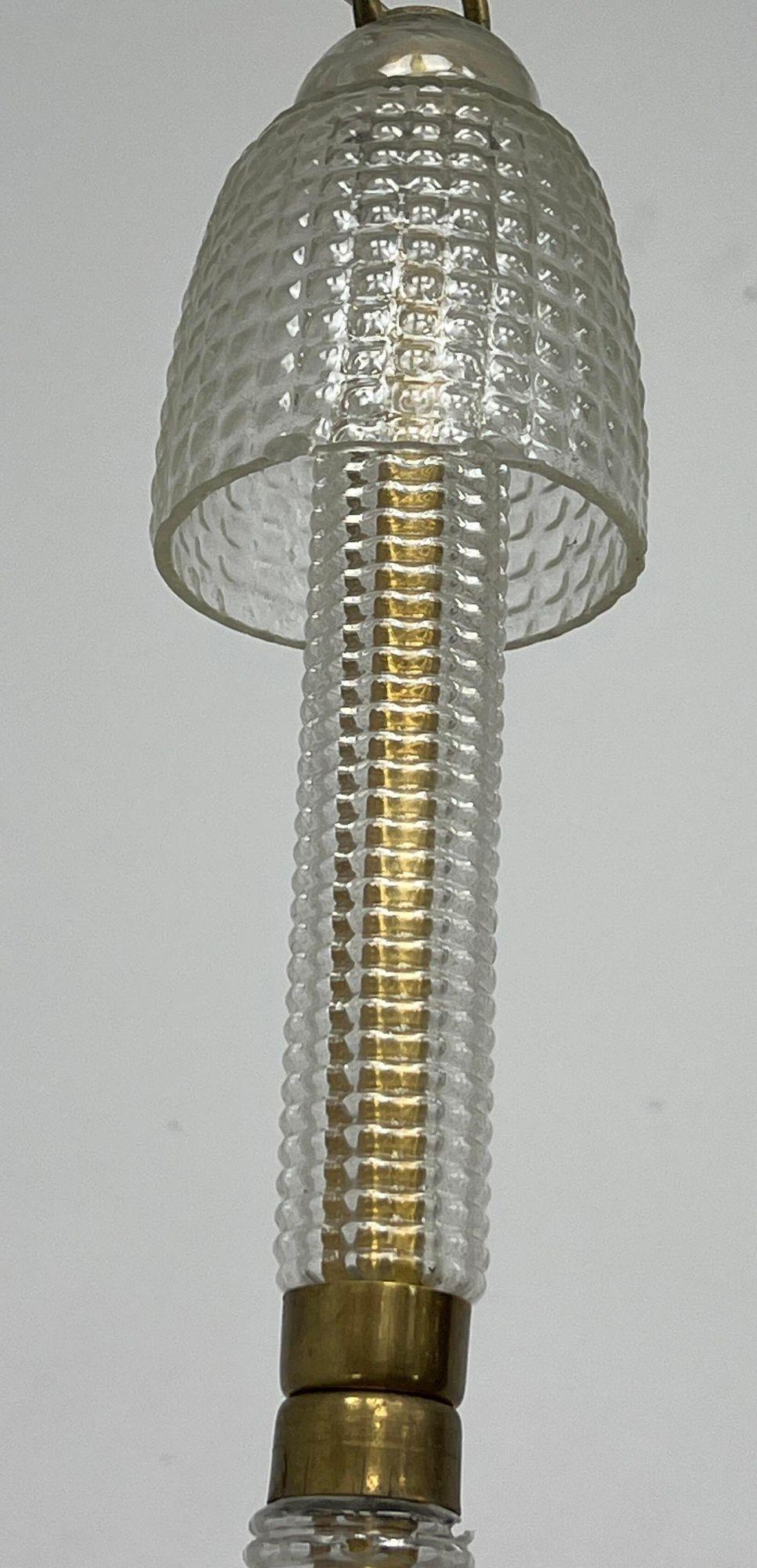 Lampadario in vetro artistico a 5 bracci in stile Barovier di Murano della metà del XX secolo In condizioni buone in vendita a Los Angeles, CA
