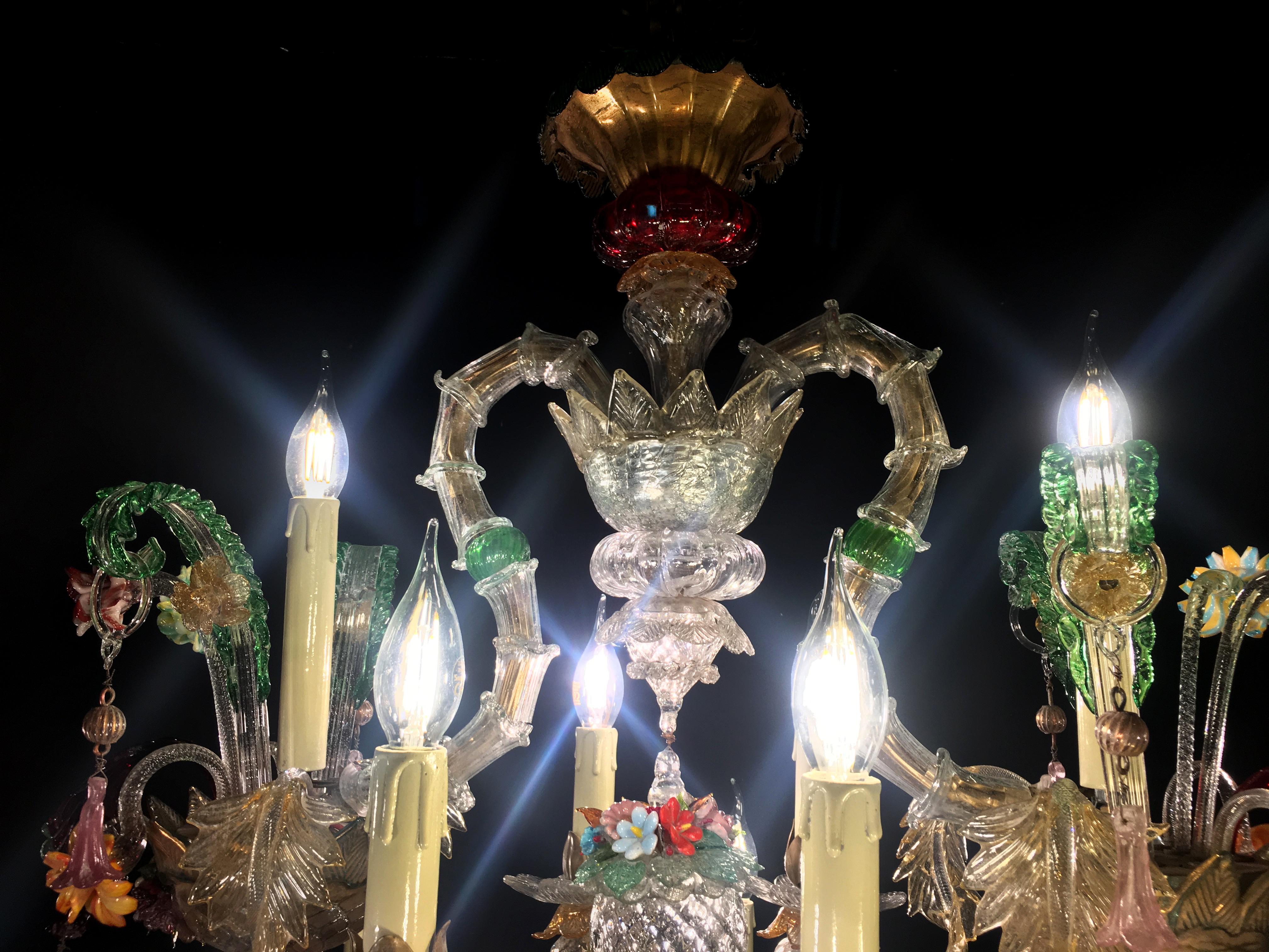 Mid-20th Century Venetian Rezzonico Chandelier 14 Arms, Murano, 1950s 7