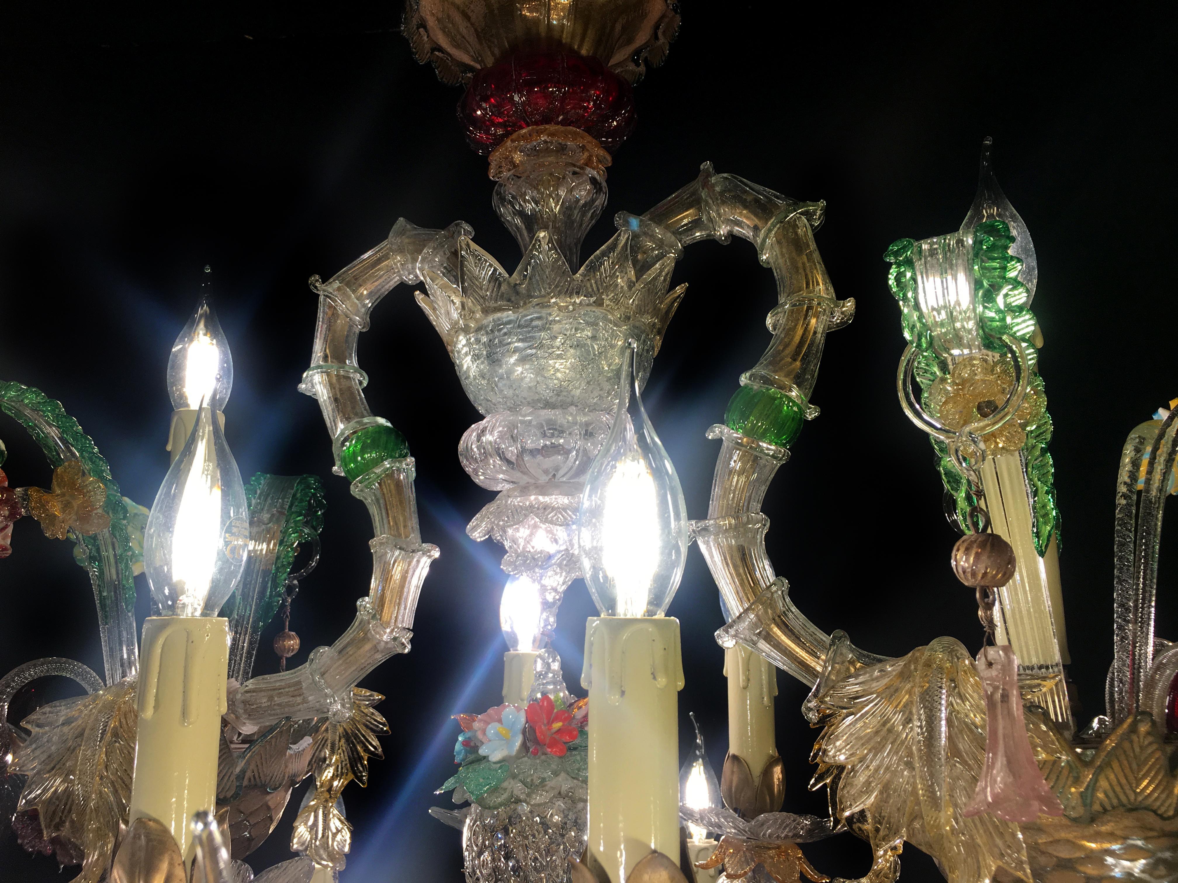 Mid-20th Century Venetian Rezzonico Chandelier 14 Arms, Murano, 1950s 3