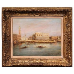 Mid-20th Century Venice Oil Painting in Gilt Frame Signed A. Lemstra Dated 1959