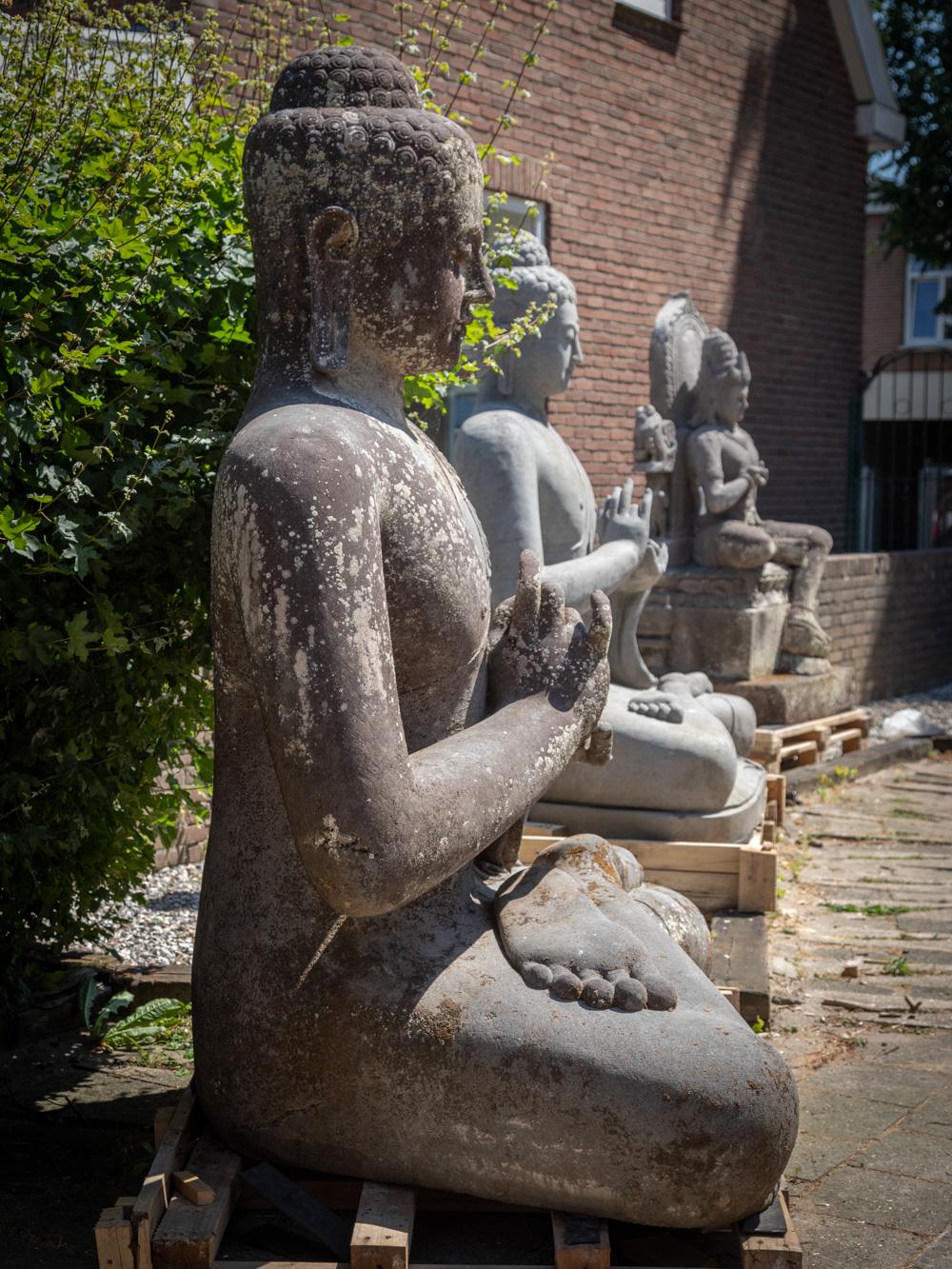 Mid 20th Century Very large and special lavastone Buddha statue  OriginalBuddha For Sale 13