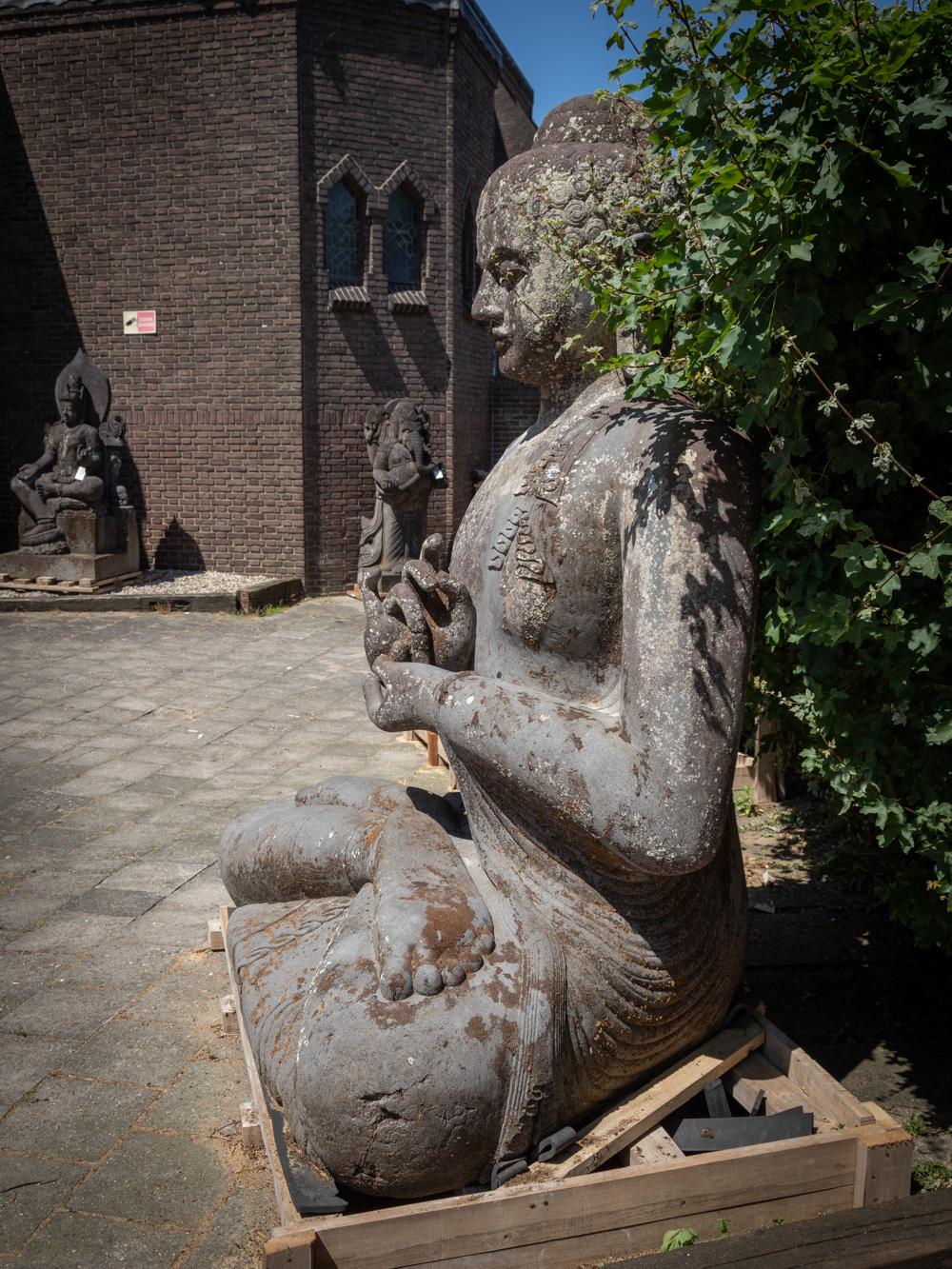 Mid 20th Century Very large and special lavastone Buddha statue  OriginalBuddha For Sale 14
